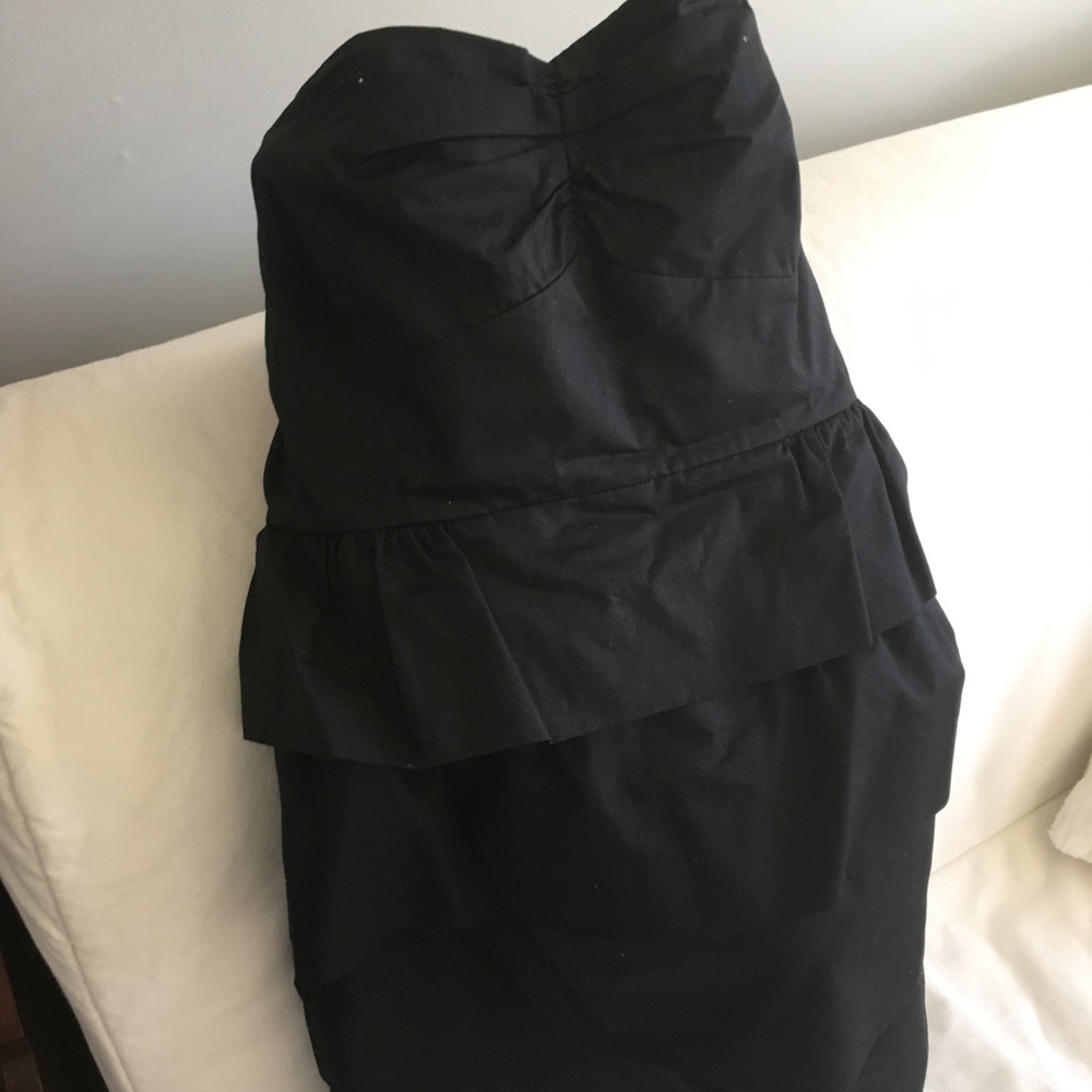 JCrew black strapless dress peplum silhouette - Picture 4 of 5